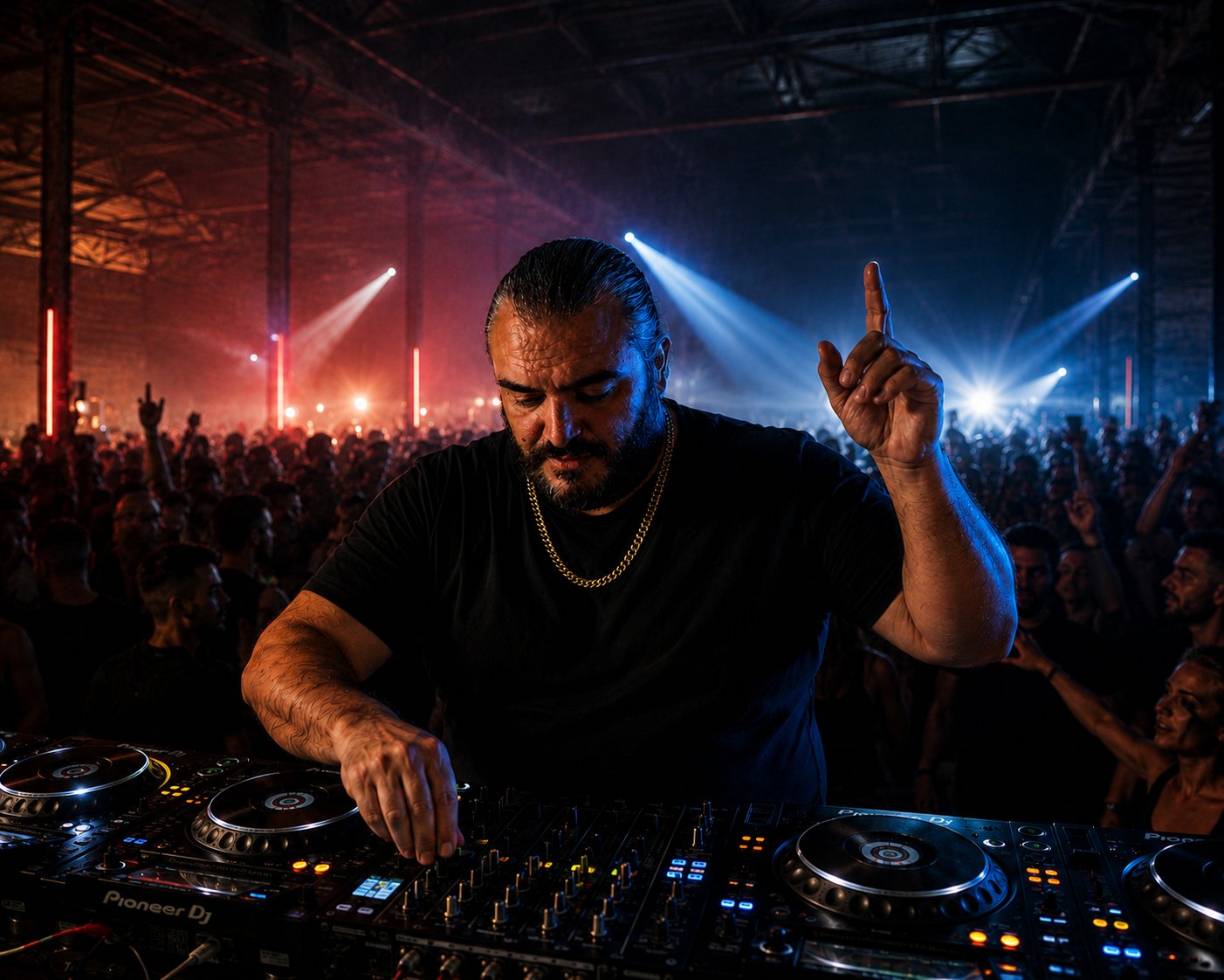 Adam J. Colosimo performing live to a packed warehouse crowd
