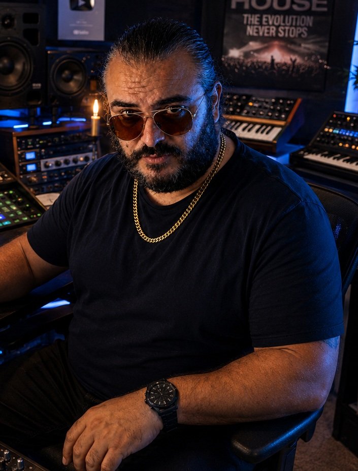 Adam J. Colosimo in his home studio