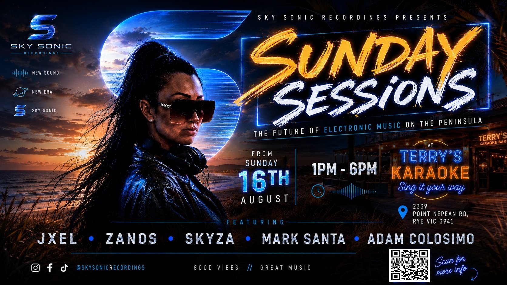Sky Sonic Recordings presents Sunday Sessions, featuring Adam Colosimo, 16 August at Terry's Karaoke, Rye VIC